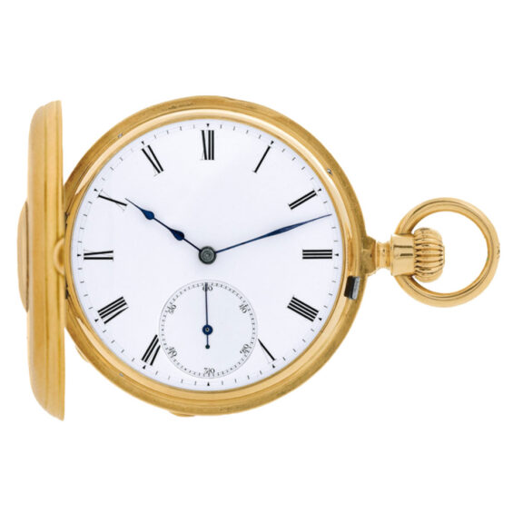 Swiss 18k yellow gold half-hunting pocket watch Circa 1870