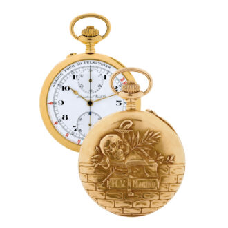 Fine German 18k yellow gold watch with chronograph Circa 1920