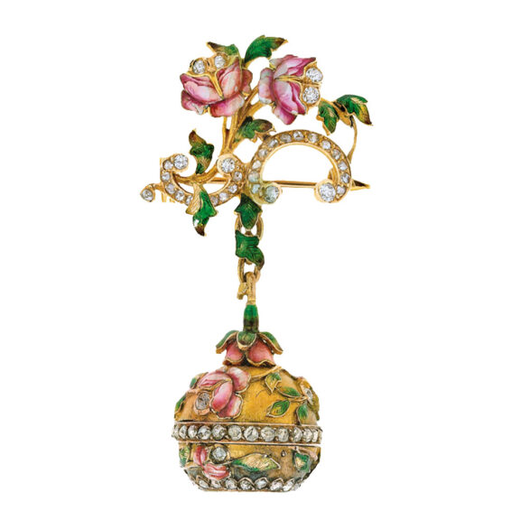 Swiss gold and enamel Art Nouveau brooch watch Circa 1900