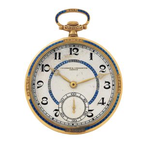 Swiss 14k gold and enamel Art Deco dress watch Circa 1930