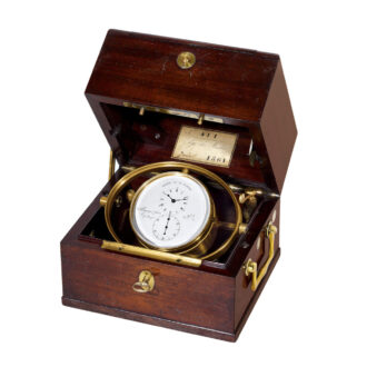 French brass marine deck watch in mahogany box Circa 1827