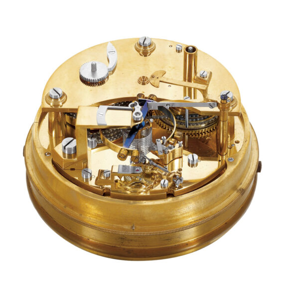 French brass marine deck watch in mahogany box Circa 1827 French brass marine deck watch in mahogany box Circa 1827