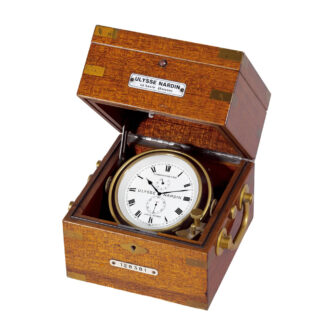 Swiss brass open faced watch in mahogany box Circa 1950