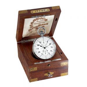 Swiss open faced deck watch with split seconds Circa 1940