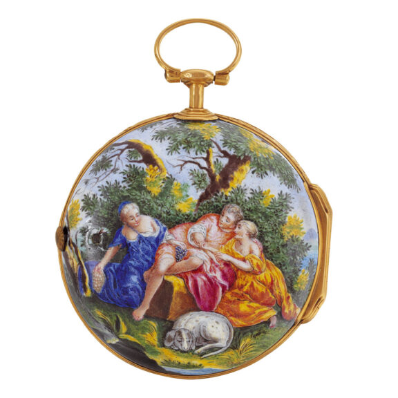French 18K gold open faced verge watch Circa 1750