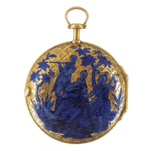 English gold and Royal blue champlevé watch Circa 1760