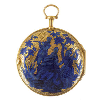 English gold and Royal blue champlevé watch Circa 1760