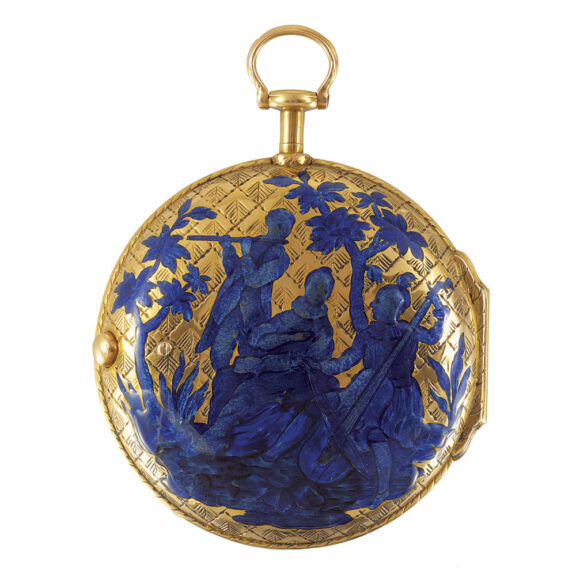 English gold and Royal blue champlevé watch Circa 1760