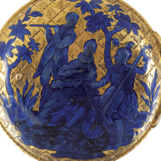 English gold and Royal blue champlevé watch Circa 1760
