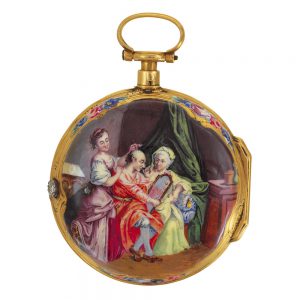 French gold enamel à tact quarter repeating verge Circa 1750