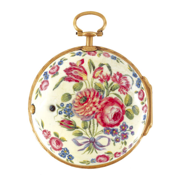 French 18K gold open faced verge watch Circa 1750
