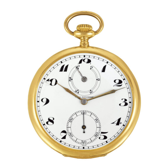 Swiss 18k gold watch with power reserve indicator Circa 1915