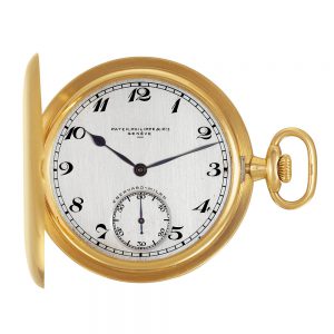 Swiss 18k yellow gold keyless hunting cased watch Circa 1921