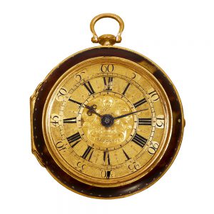 English gilt-brass watch with Tortoiseshell case Circa 1700
