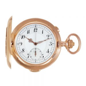 Swiss gold quarter repeating keyless pocket watch Circa 1910