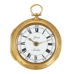 English 22k gold watch with repoussé decoration Circa 1765