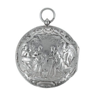 Early English silver watch with repoussé decoration Circa 1690