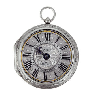 Early English silver watch with repoussé decoration Circa 1690
