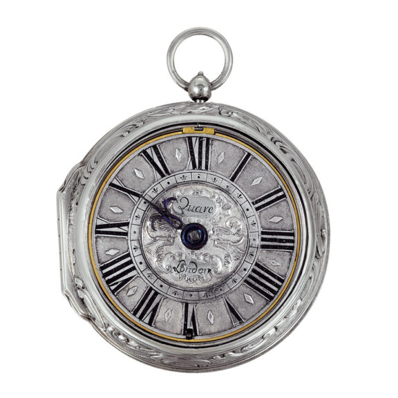 Early English silver watch with repoussé decoration Circa 1690