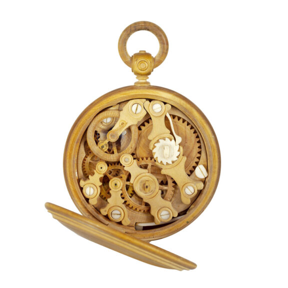 Russian pocket watch made of birchwood and bone Circa 1870 Russian pocket watch made of birchwood and bone Circa 1870