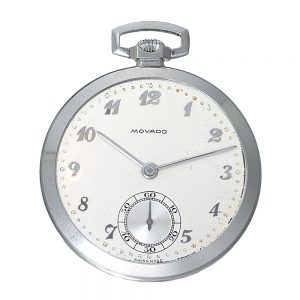 Elegant Swiss platinum open faced pocket watch Circa 1935