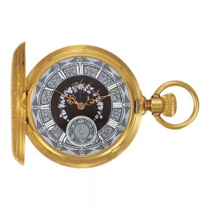 Danish gold pendant watch with a decorative dial Circa 1880