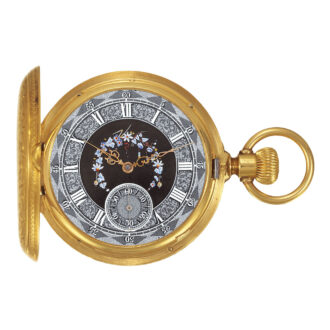 Danish gold pendant watch with a decorative dial Circa 1880