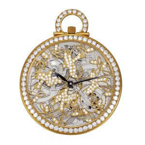 Swiss gold skeletonized watch with diamonds Circa 1988