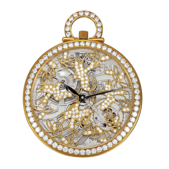 Swiss gold skeletonized watch with diamonds Circa 1988 Swiss gold skeletonized watch with diamonds Circa 1988