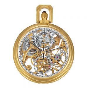 Swiss gold skeletonized watch with chronograph Circa 1980
