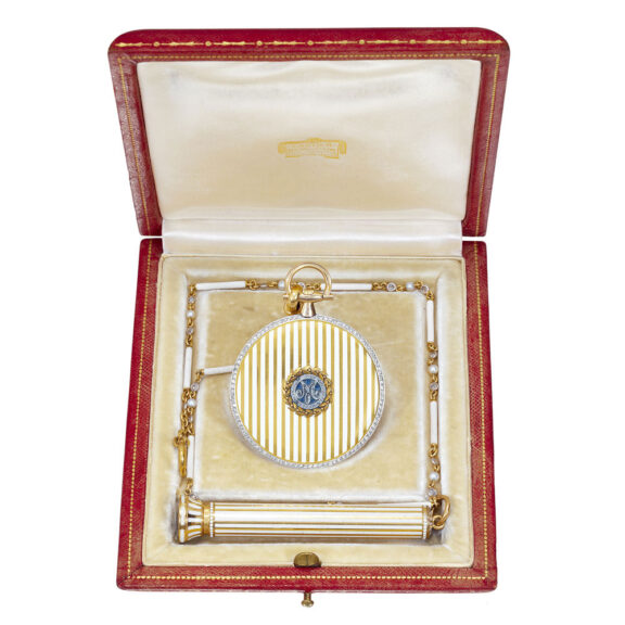 French 18k yellow gold keyless dress pocket watch Circa 1912