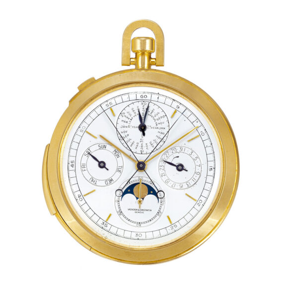 Swiss gold complicated astronomical lever watch Circa 1964