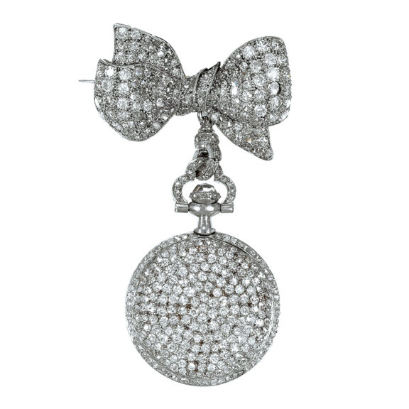 French platinum diamond-set lady's pendant watch Circa 1910