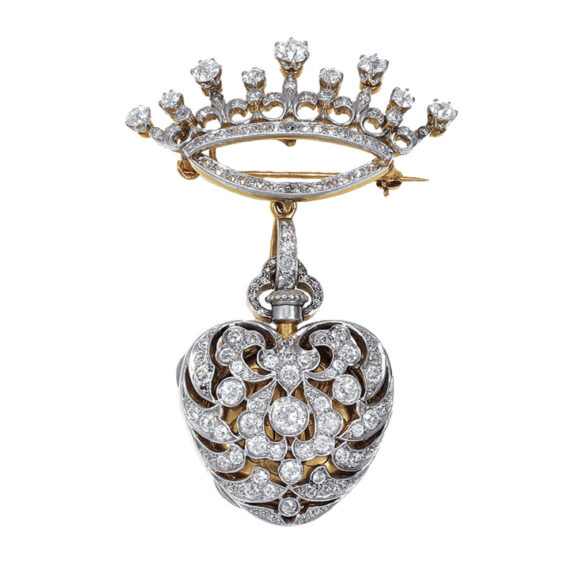 American gold diamond-set lady's pendant watch Circa 1890 American gold diamond-set lady's pendant watch Circa 1890