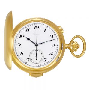 Swiss 18k gold minute repeating chronograph watch Circa 1915