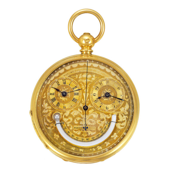 Unusual Swiss 14k gold pocket watch with special dial Circa 1860