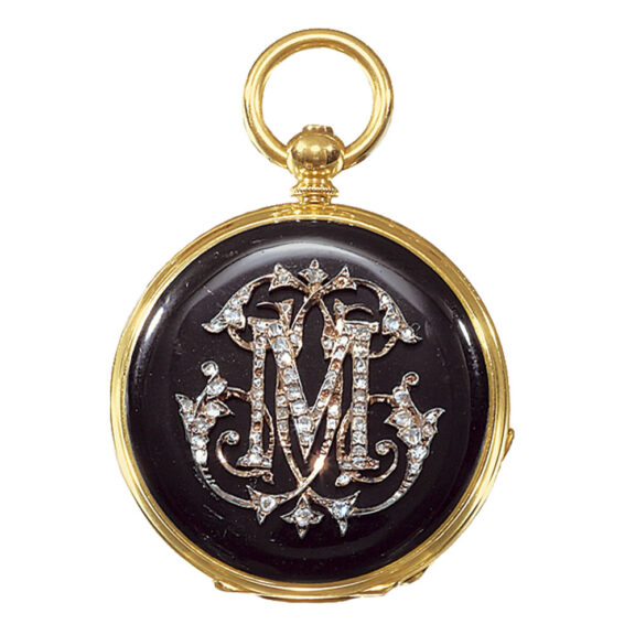 Swiss gold lady's watch with diamond monogram Circa 1860 Swiss gold lady's watch with diamond monogram Circa 1860