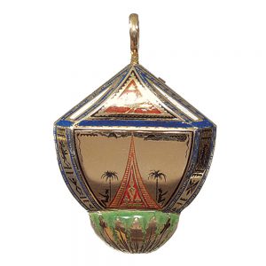 Swiss gold champlevé enamel lady's pendant watch Circa 1810
