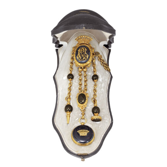 French gold, bloodstone watch with chatelaine Circa 1860