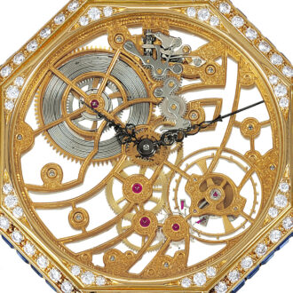 Swiss 18k gold octagonal skeletonized lady's watch Circa 1990