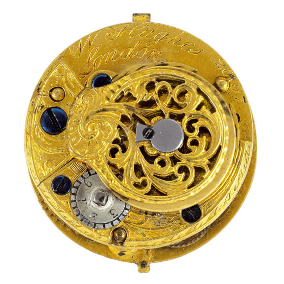 English 18K gold, rose-cut diamond-set ring watch Circa 1770 English 18K gold, rose-cut diamond-set ring watch Circa 1770