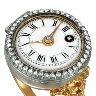 English 18K gold, rose-cut diamond-set ring watch Circa 1770 English 18K gold, rose-cut diamond-set ring watch Circa 1770