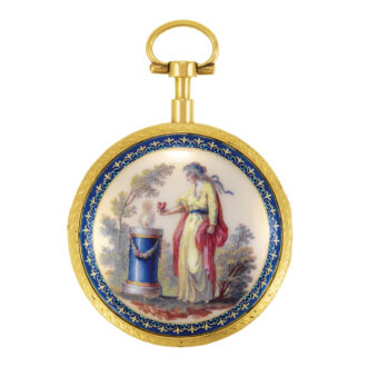 German 18k gold, enamel open faced pocket watch Circa 1780