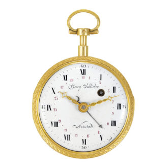 German 18k gold, enamel open faced pocket watch Circa 1780