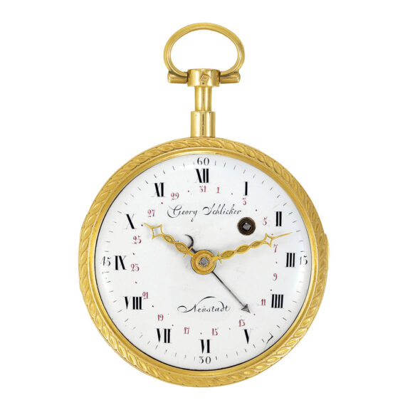 German 18k gold, enamel open faced pocket watch Circa 1780 German 18k gold, enamel open faced pocket watch Circa 1780