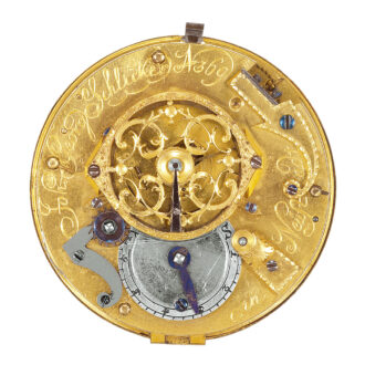 German 18k gold, enamel open faced pocket watch Circa 1780