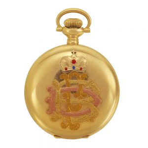 American 14k gold, coloured stone-set pocket watch Circa 1890