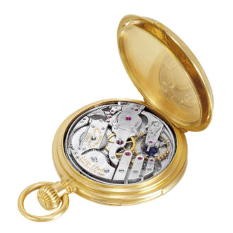 Swiss 18K gold minute repeating keyless pocket watch Circa 1883