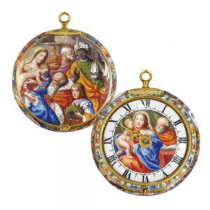 Unique Dutch 22k gold and enamel verge pendant watch Circa 1685