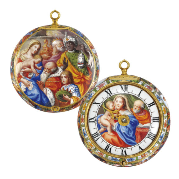 Unique Dutch 22k gold and enamel verge pendant watch Circa 1685